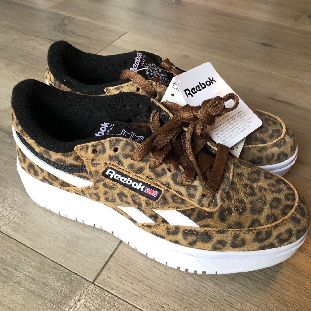 Reebok Club C Double Leopard Print Leather Sneaker - Picture 3 of 11